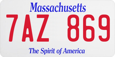 MA license plate 7AZ869