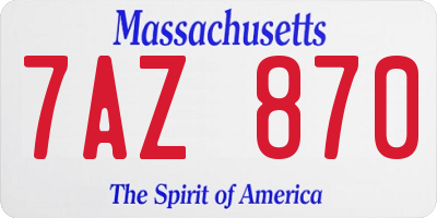 MA license plate 7AZ870