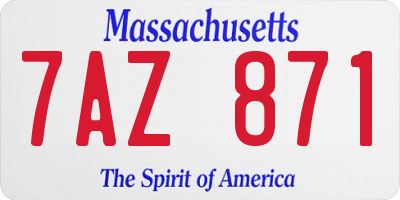 MA license plate 7AZ871