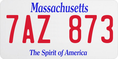 MA license plate 7AZ873
