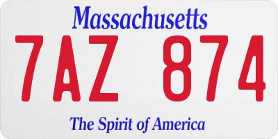 MA license plate 7AZ874