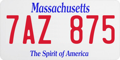 MA license plate 7AZ875
