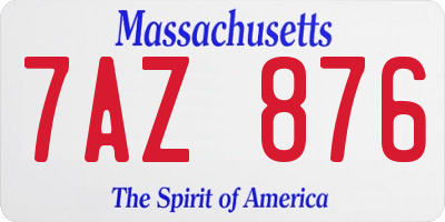 MA license plate 7AZ876