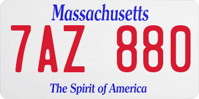 MA license plate 7AZ880