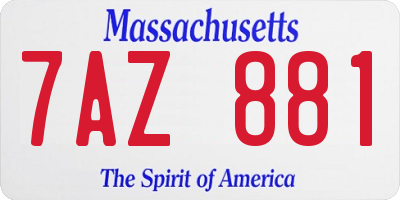 MA license plate 7AZ881