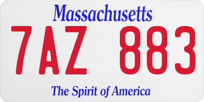 MA license plate 7AZ883