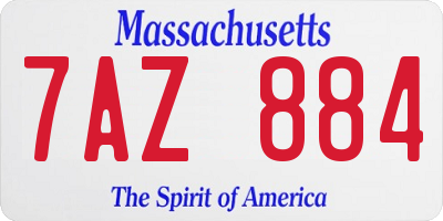 MA license plate 7AZ884