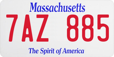 MA license plate 7AZ885