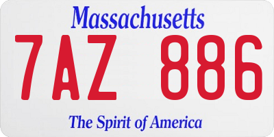 MA license plate 7AZ886