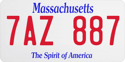 MA license plate 7AZ887