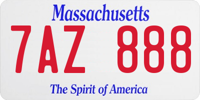 MA license plate 7AZ888