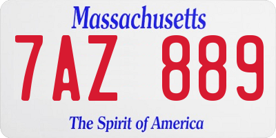 MA license plate 7AZ889