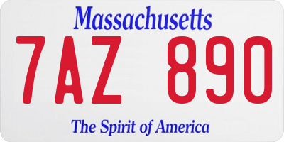 MA license plate 7AZ890