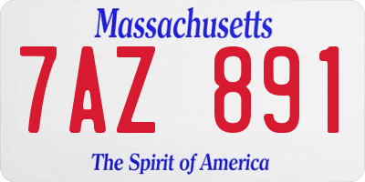 MA license plate 7AZ891