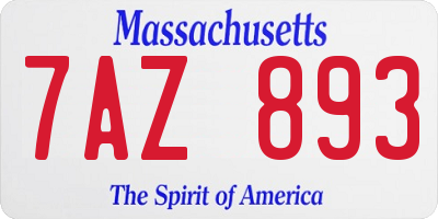 MA license plate 7AZ893