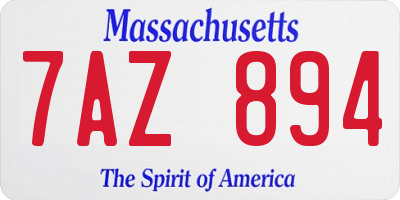MA license plate 7AZ894