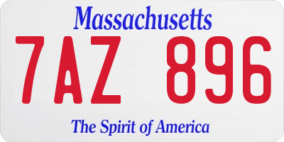 MA license plate 7AZ896