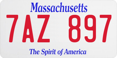 MA license plate 7AZ897