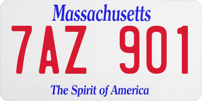 MA license plate 7AZ901