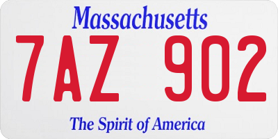 MA license plate 7AZ902