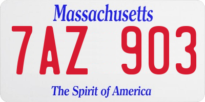 MA license plate 7AZ903