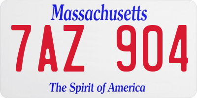 MA license plate 7AZ904