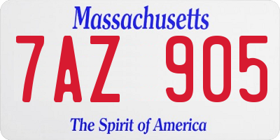 MA license plate 7AZ905
