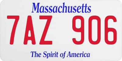 MA license plate 7AZ906