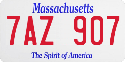 MA license plate 7AZ907
