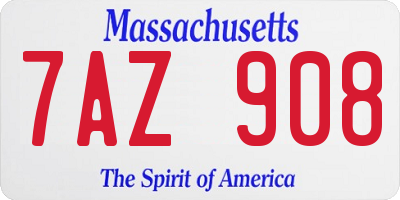 MA license plate 7AZ908