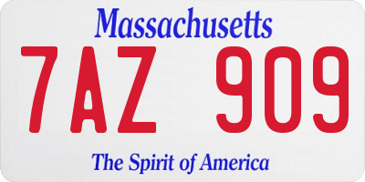 MA license plate 7AZ909