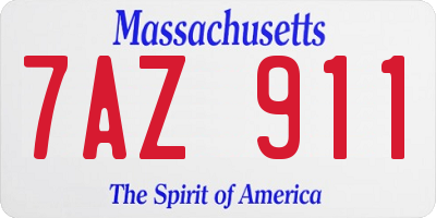 MA license plate 7AZ911