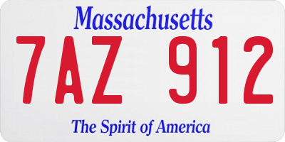 MA license plate 7AZ912