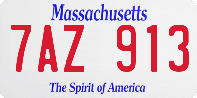 MA license plate 7AZ913