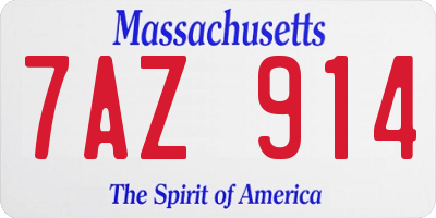 MA license plate 7AZ914