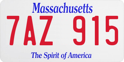 MA license plate 7AZ915