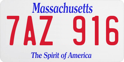 MA license plate 7AZ916