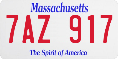 MA license plate 7AZ917