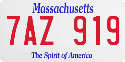 MA license plate 7AZ919