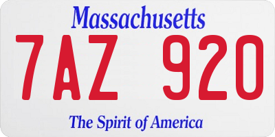 MA license plate 7AZ920
