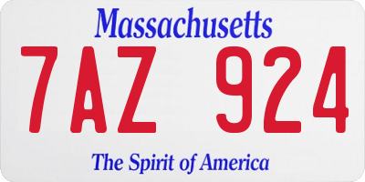 MA license plate 7AZ924