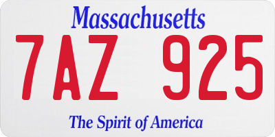 MA license plate 7AZ925