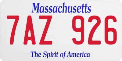 MA license plate 7AZ926
