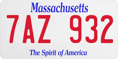 MA license plate 7AZ932