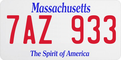 MA license plate 7AZ933