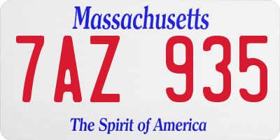 MA license plate 7AZ935