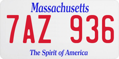 MA license plate 7AZ936