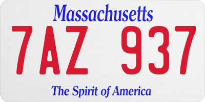 MA license plate 7AZ937
