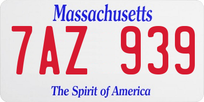 MA license plate 7AZ939
