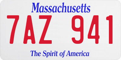 MA license plate 7AZ941